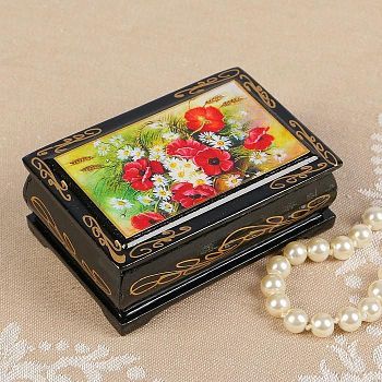 Шкатулка «Цветы», 6×9 см, лаковая миниатюра