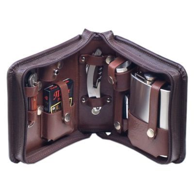 Набор дорожный в сумке малой из натуральной кожи (2 персоны)