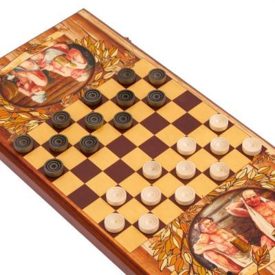 Настольная игра 2 в 1 "В бане генералов нет": шашки, нарды, доска 60 х 60 см