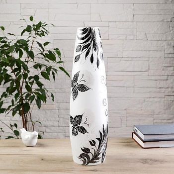 Ваза "Бабочки-Монохром" ч/б 40х11,8 см, 2,7л  2748