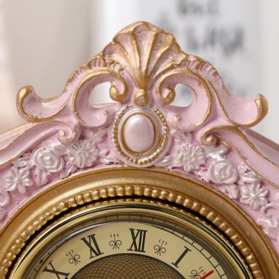 Часы настольные "Каминные", цвет  розовый, 21х19х6.5 см