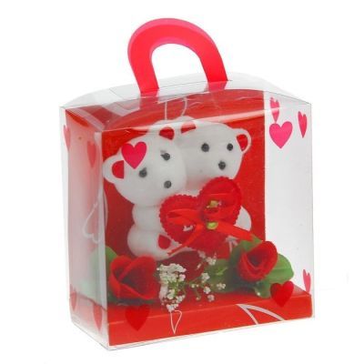 Композиция "Влюбленные мишки с сердечком" в коробочке (12х6х12см)