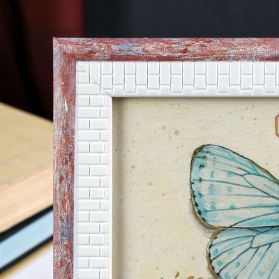 Фоторамка пластик 20х25 см "Шарль" кремовые кирпичики с розовым 29х24 см