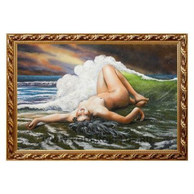 Картина "Обнаженная на берегу" багет №83 (40х60 см)