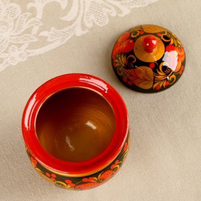 Чайница, 11х9 см, хохлома