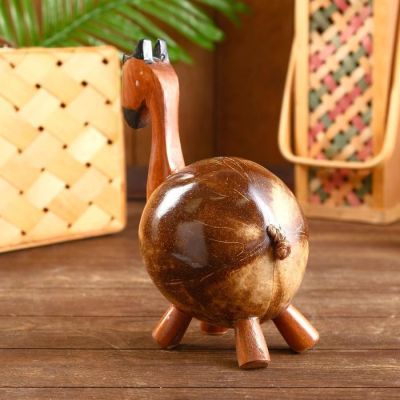 Сувенирная копилка из кокоса "Жирафик" 13х13х25 см