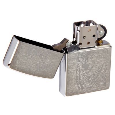 Зажигалка ZIPPO 200 Wolf с покрытием Brushed Chrome