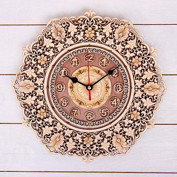 Часы «Узор», 30×30×3 см, береста