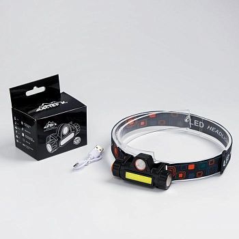 Фонарь налобный аккумуляторный "Мастер К.", 5 Вт, 140 лм, 1200  мАч, 3 режима, USB