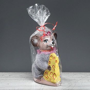 Копилка декор "Мышка с сыром", 20 см, микс