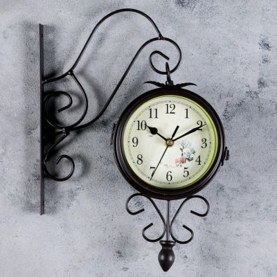 Часы настенные двойные, серия: Садовые, "Весеннее настроение", плавный ход, d=14.5 см, 30 х 48 см