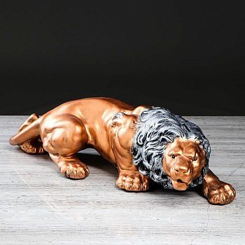 Копилка "Лев большой", бронзовый цвет, длина 56 см, высота 16 см