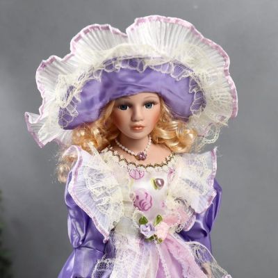 Кукла коллекционная керамика "Мария в сиреневом платье" 40 см