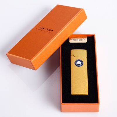 Зажигалка электронная в подарочной коробке, USB, спираль, золотая, 2.5х8 см