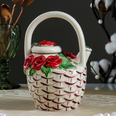 Чайник заварочный "Роза", разноцветный, керамика, 0.6 л