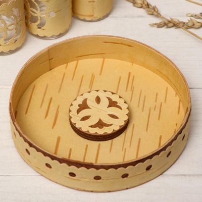 Набор "Подарочный", 6 стопок(50 мл) на подносе, резьба 1 слой, береста