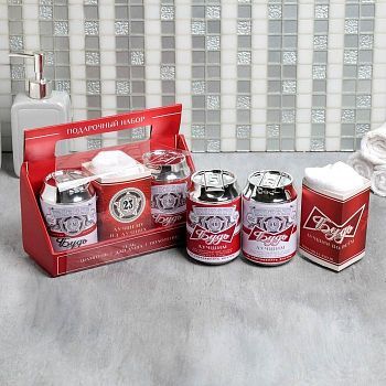 Набор «23 Февраля» гель и шампунь банка пива 250 мл аромат сливочного пива, полотенце