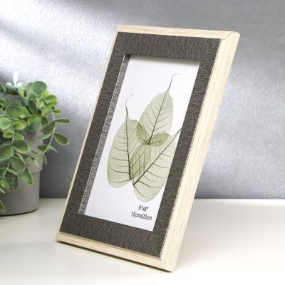 Фоторамка пластик 15х20 см "Серый джинс в обрамлении светлого дерева" 25х20х1,5 см