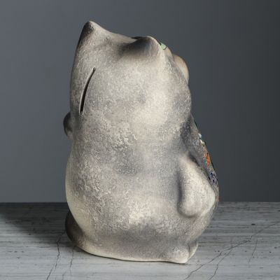 Копилка "Кот с птицей", под шамот, чёрный, 19,5 см, микс