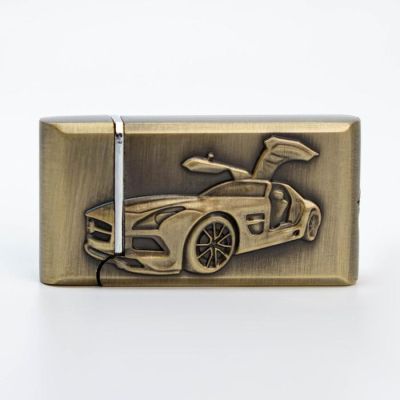 Зажигалка газовая "Автомобиль", пьезо, золото