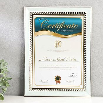 Фоторамка пластик формат А4 "Нежно-голубая с серебристой косичкой" 34,8х25,5 см