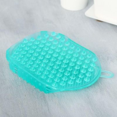 Набор: массажёр антицеллюлитный и губка для тела «Настоящей русалочки», бирюзовый, 15 х 10,5 см