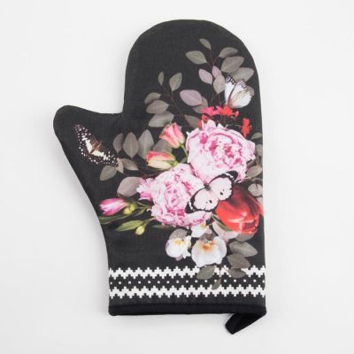 Варежка-прихватка "Flowers" 20х28см,саржа, 100% х/л, ватин 250г/м2