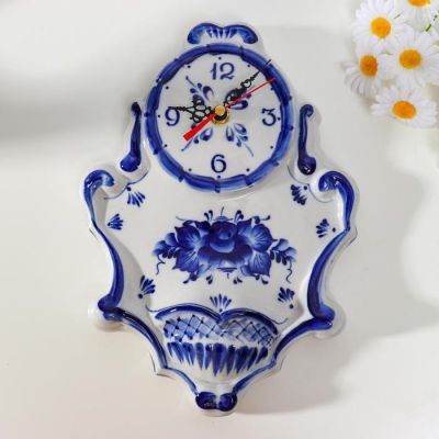 Часы настенные "Вечерний звон", гжель, фарфор, 2с
