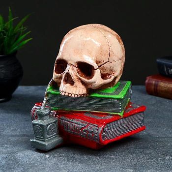 Копилка "Череп на книгах", 17см