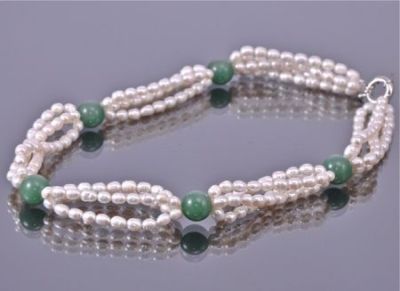 Бусы Жемчуг, нефрит "Богема" арт.П1291