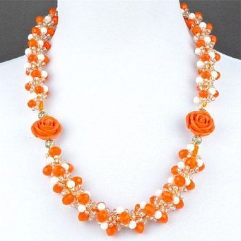 Колье Хрусталь, Кахолонг, Бисер "Розалинда" арт. КАП-1440