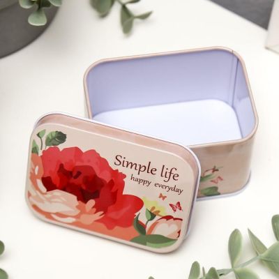 Шкатулка металл прямоугольник "Нарисованные цветы" 6,5х9х5,5 см