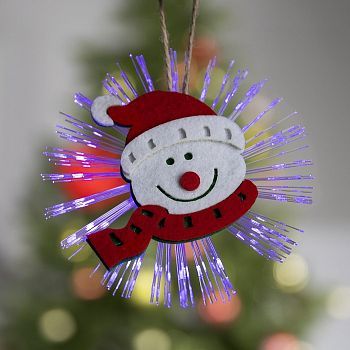 Световая подвеска «Снеговик» 10 см, батарейки LR44х3, свечение мульти