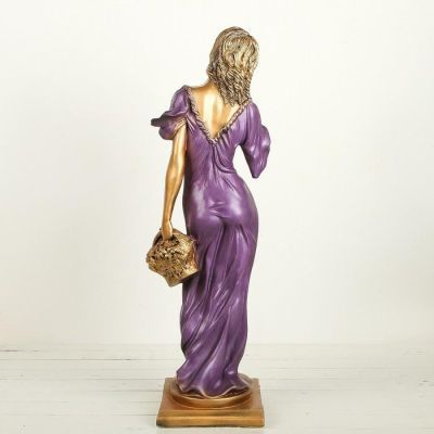 Фигура "Девушка с корзиной" бронза,/синий, 14х14х56см МИКС