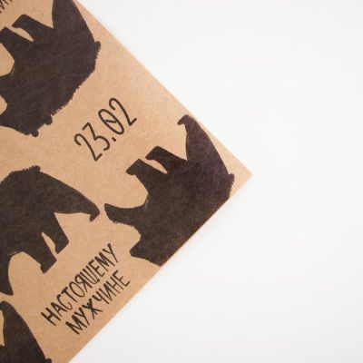 Бумага упаковочная крафтовая «Медведь 23 февраля», 50 × 70 см