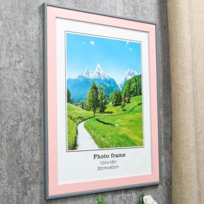 Фоторамка пластик 30х40 см "Розовая с серой обводкой" 44,6х34,6х1,2 см