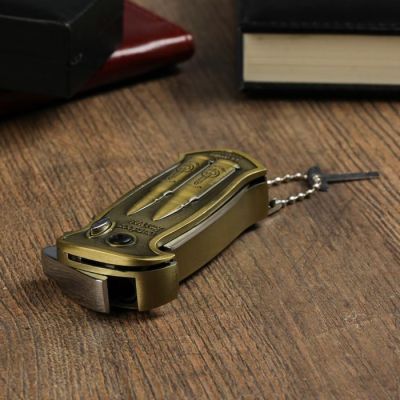 Зажигалка газовая "Автомат", в виде ножа, пьезо 9х6 см, цвет золота