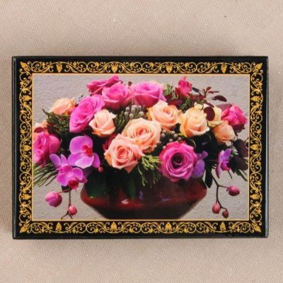 Шкатулка «Орхидеи с розами», 10×14 см, лаковая миниатюра
