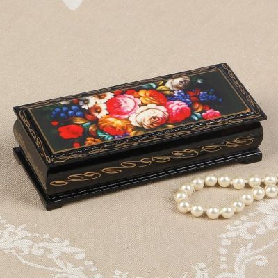 Шкатулка «Жостово», 14×6 см, лаковая миниатюра