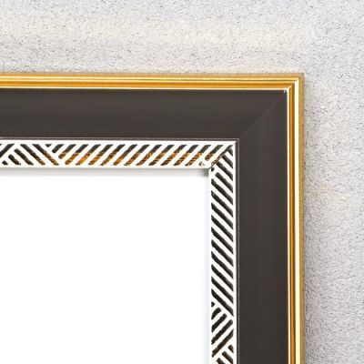 Фоторамка пластик 30х40 см "Тёмно-серая с серыми черточками на белом" 44,6х34,6х1,5 см