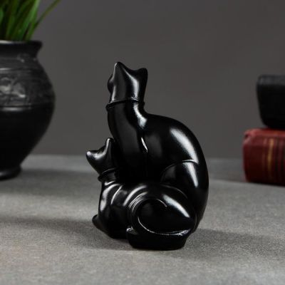 Фигура "Кошки ключик-замочек" 9х7см, черный / мраморная крошка