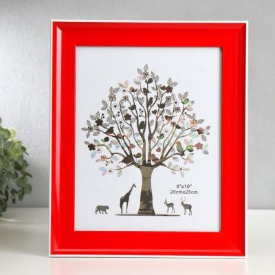 Фоторамка пластик 20х25 см "Красная с белой полосой" 29,6х24,6х2 см