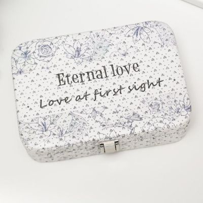 Шкатулка кожзам для украшений "Цветочная с блёстками" 5,6х14,7х21 см