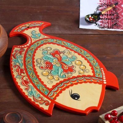 Доска разделочная «Рыбка», 35×0,8×23 см, старый борок