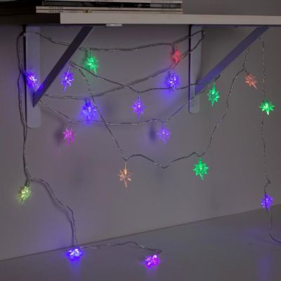Гирлянда «Нить» 5 м с насадками «Звёзды», IP20, прозрачная нить, 20 LED, свечение мульти (RG/RB), мигание, 220 В