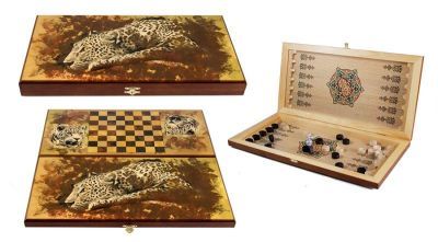 Нарды + шашки "Леопард" (дерево) 50 х 25 х 4 см