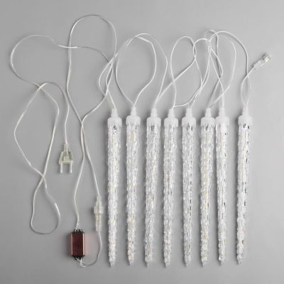 Гирлянда «Сосульки рифленые» 2.5 × 0.3 м, IP65, прозрачная нить, 192 LED, свечение фиолетовое с эффектом стекания, 12 В