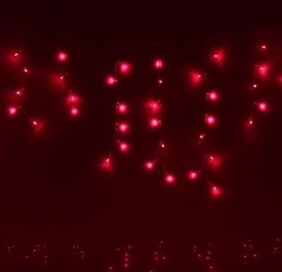 Гирлянда уличная "Бахрома" (Ш:4 м, В:0,6 м, нить силикон, красный)