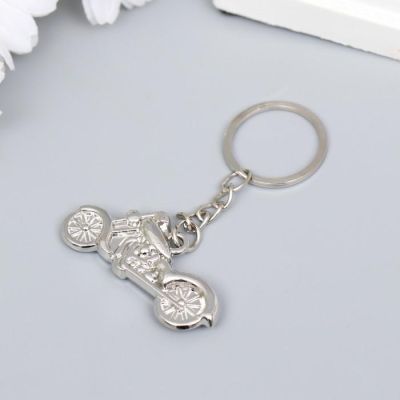 Брелок металл "Спортивный мотоцикл" серебро 4,5х2,2 см