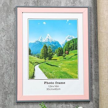 Фоторамка пластик 30х40 см "Розовая с серой обводкой" 44,6х34,6х1,2 см